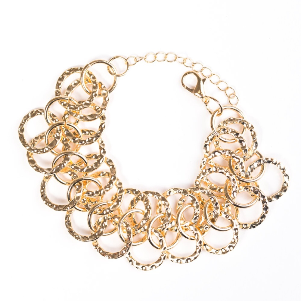 Gold tone metal circle adjustable circle bracelet